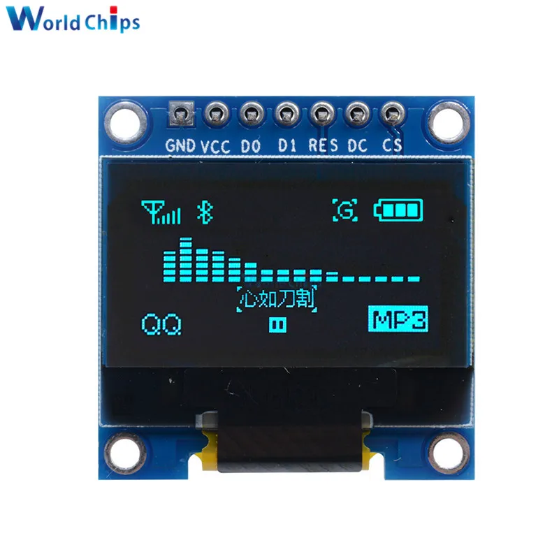 7PIN Blue 0,9" 0,96 дюймов 128X64 IEC SSD1306 12864 плата с ЖК-экраном IIC последовательный желтый синий/белый oled-дисплей модуль для Arduino - Цвет: 7PIN Blue
