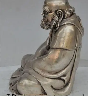 8 &quotТибетский буддистский храм Серебряный Joss Arhat Damo Bodhidharma Dharma статуя Будды | Дом и