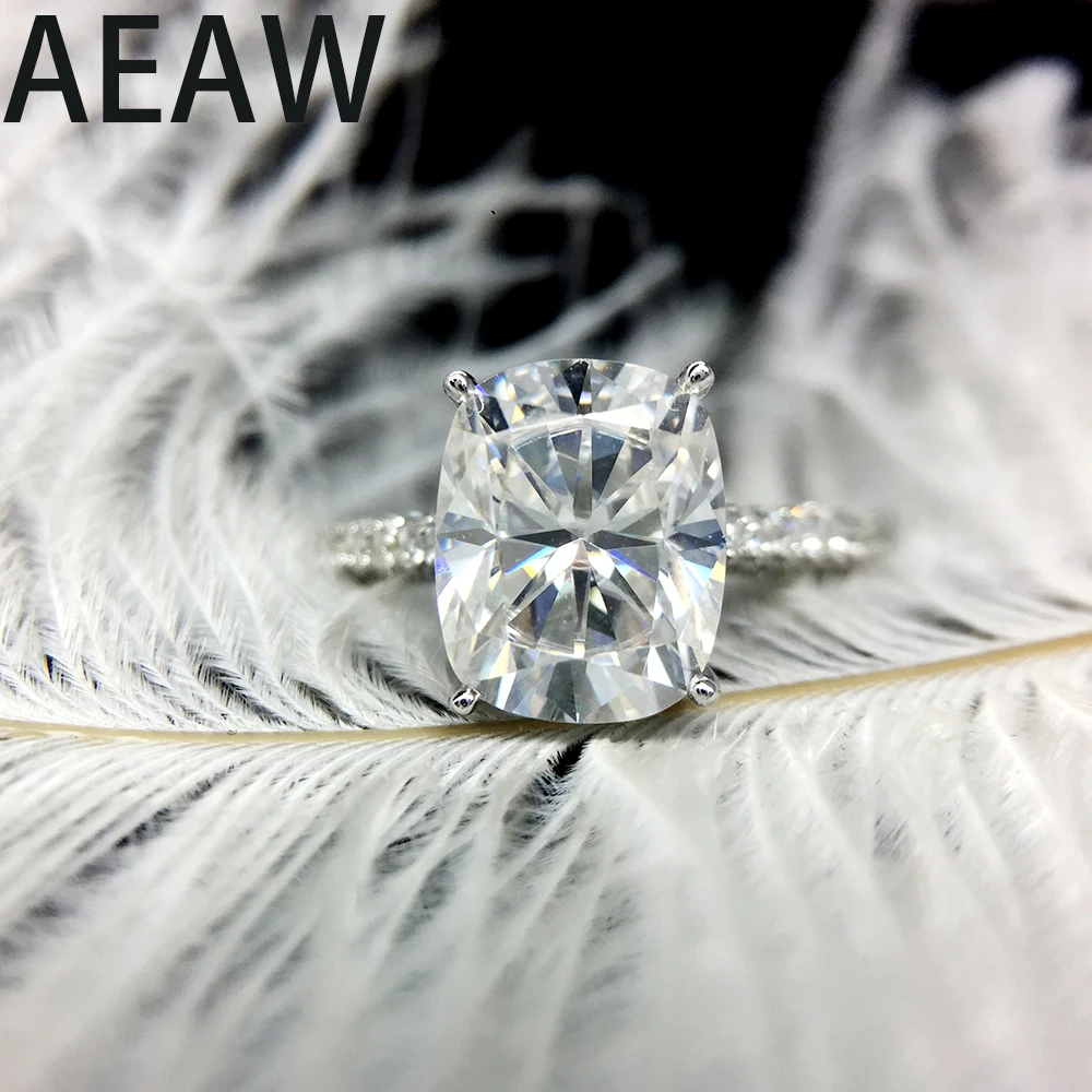 Твердое белое золото 18 K 3ct 7x11mm F цвет подушки разрезанный Муассанит кольцо обручальное и обручальное кольцо для Wonen