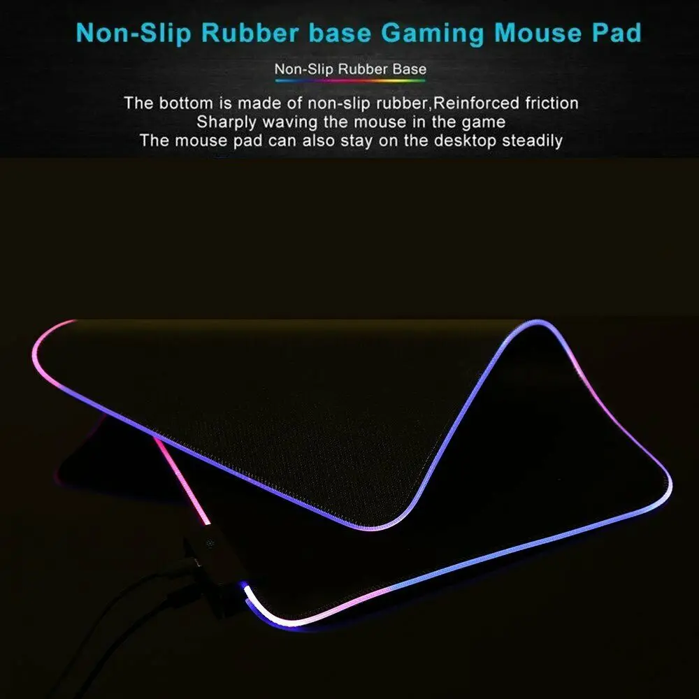 Светящийся игровой коврик для мыши RGB светящийся USB Красочный светодиодный удлиненный оверсайз нескользящий коврик для клавиатуры для ПК компьютера ноутбука