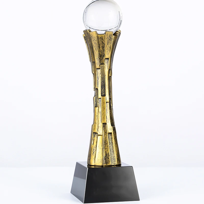 RTAT0031 Customized New Design Glorious Clear Crystal Ball Enterprise Club Business Resin Coppery Trophy Cup Souvenir Gift |