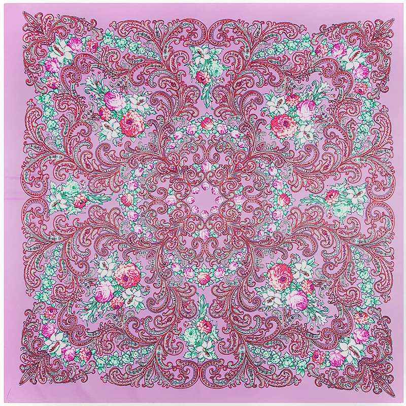 100% Silk Scarf Women Spain Retro Floral Print Square Scarves Muslim Wrap Neckerchief Female Foulard Hijab Lady Bufandas |