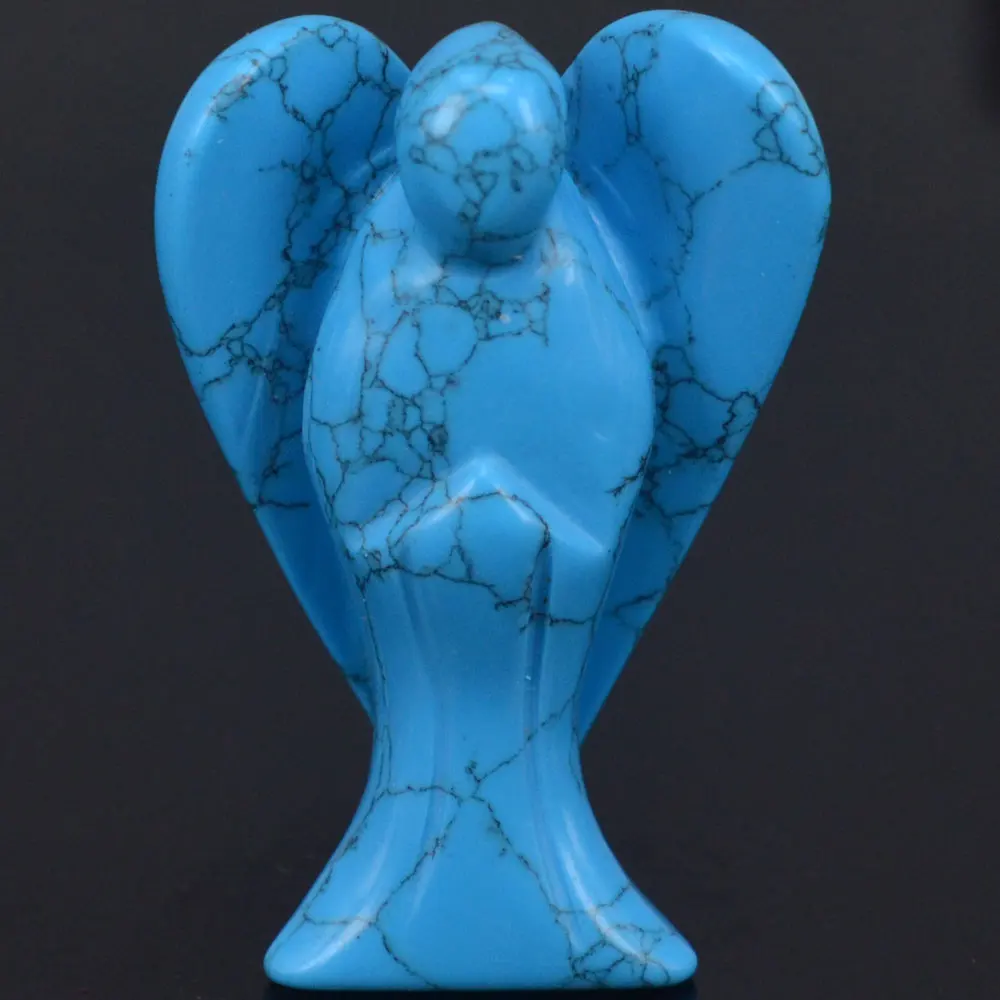 2 дюйма хороший голубой бирюзовый драгоценный камень резьба ангел счастливые