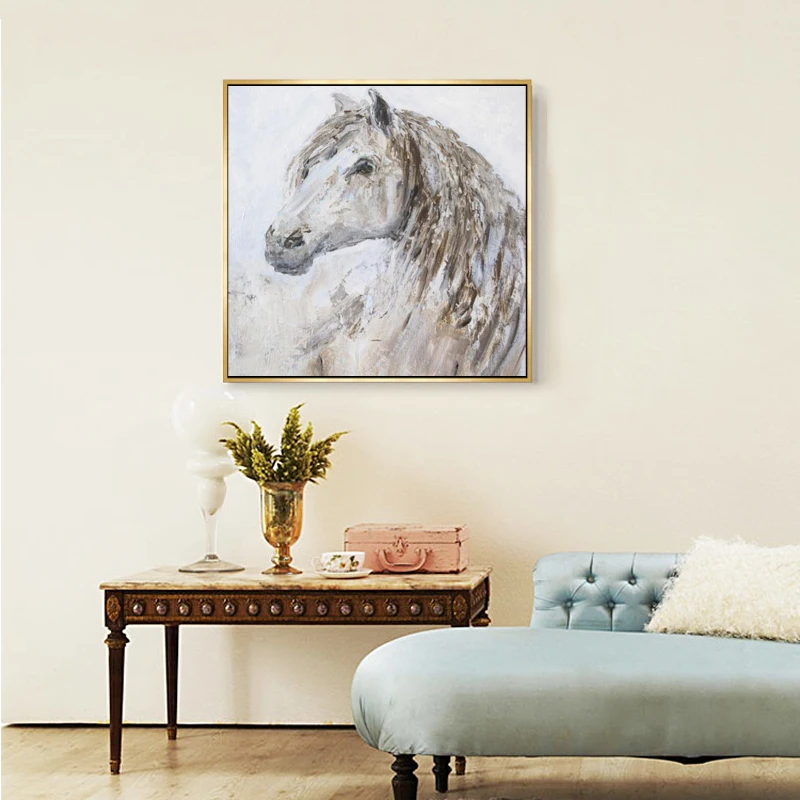 Современное абстрактное искусство масляная живопись серых лошадей на холсте