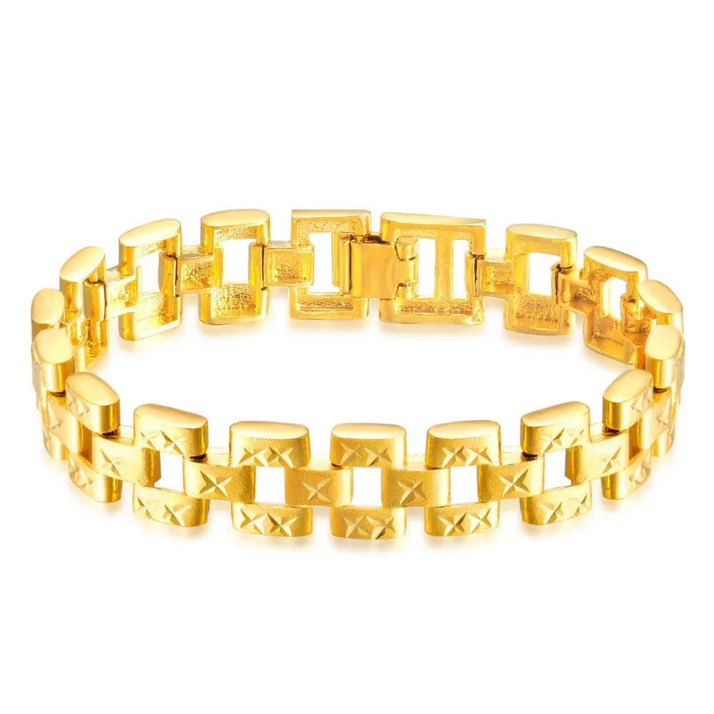 2017 Горячая распродажа мужской браслет золото-цвет модный из нержавеющей стали и