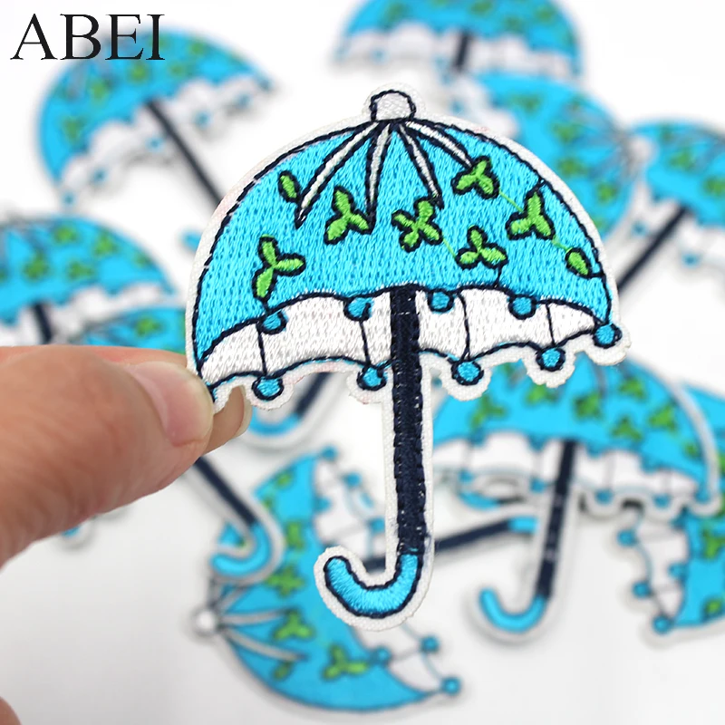10 шт./лот вышитые голубые нашивки Unbrella для одежды сумок джинсов шитья значок