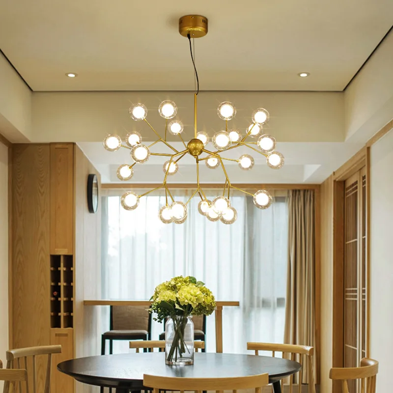 Современная Скандинавская люстра со стеклянными шариками для гостиной