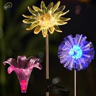 Светодиодный светильник на солнечной батарее, меняющий цвет, уличный светильник на солнечной батарее, светодиодный садовый декор, Одуванчик, лилия, Подсолнух, освещение для патио