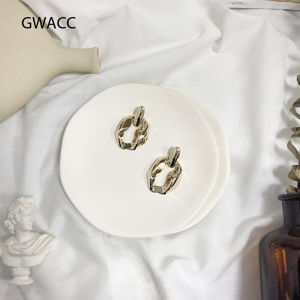 GWACC корейский дизайн металлический золотой цвет геометрический висячие серьги