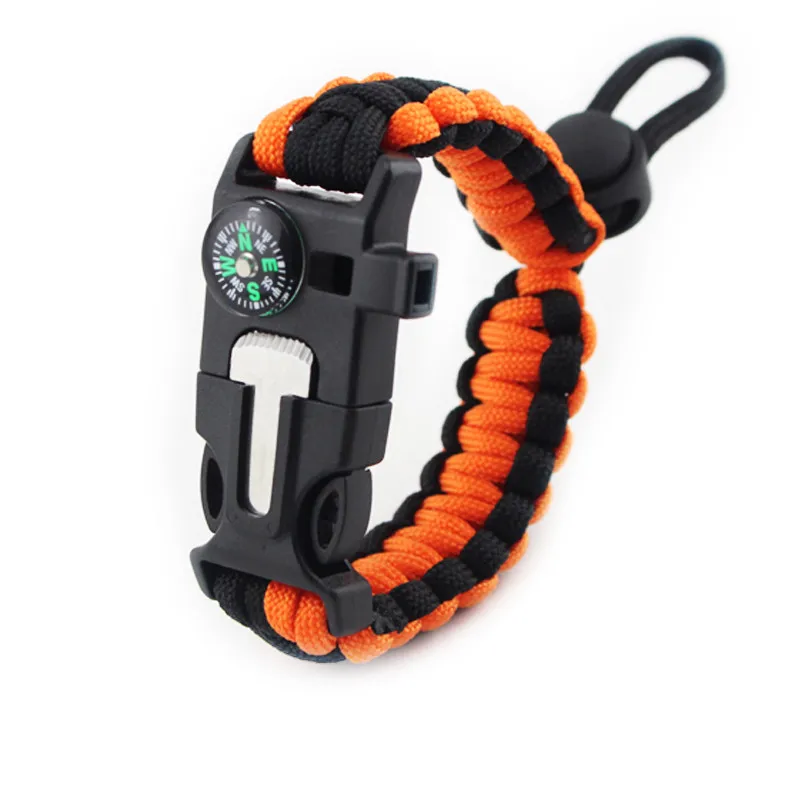 orange black GYMTOP, 4 в 1, тактическое снаряжение для выживания, стартер, свисток, компас, скребок, нож, инструмент для выживания в дикой природе, для кемпинга, рыбалки, без кремня - Цвет: orange black