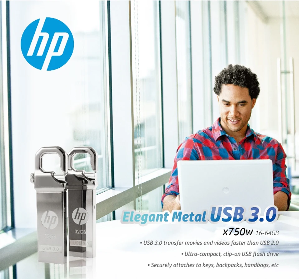 Флешка Металлический флеш-накопитель hp 32 Гб 64 Гб DIY Pendrive X750W Cle USB 3,0 Memory Stick Key Thumb Hook Lock Flies диск на ключ флэшка