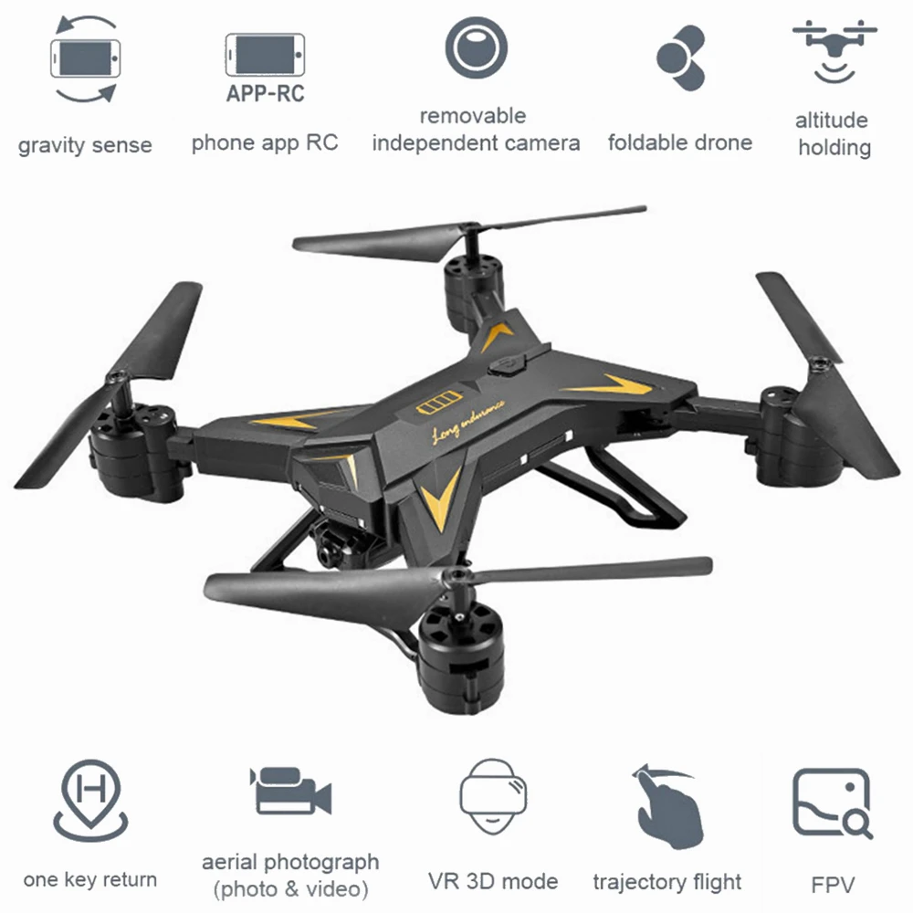 Складной Радиоуправляемый квадрокоптер KY601S HD 1080P Wi Fi FPV селфи Дроны с