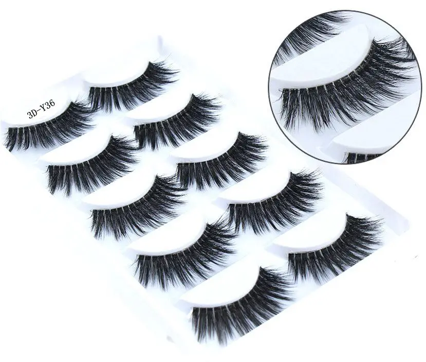 Высокое качество 5 пар ручной работы 3d норковые ресницы накладные крест грязные