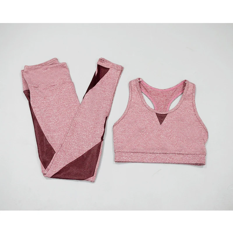 Женский комплект для йоги из 2 предметов облегающий однотонный костюм одежда