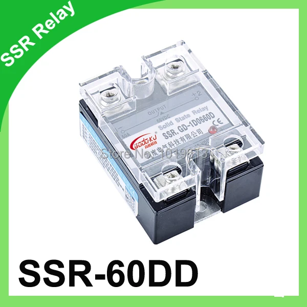 

SSR-60A input 3-32V DC load 60V DC to DC solid state relay SSR-1D0660D