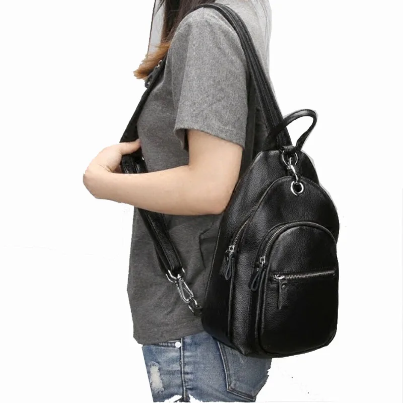 Модный женский рюкзак сумка из натуральной кожи нагрудная для девочек школьные