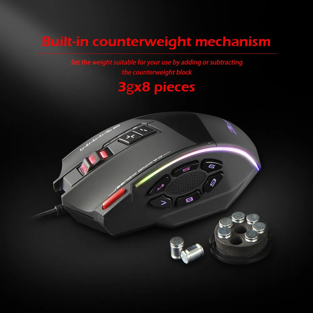 Zelotes C13 игровая мышь 7000 dpi 13 программируемых кнопок RGB светодиодный свет мыши Носимых устройств дропшиппинг