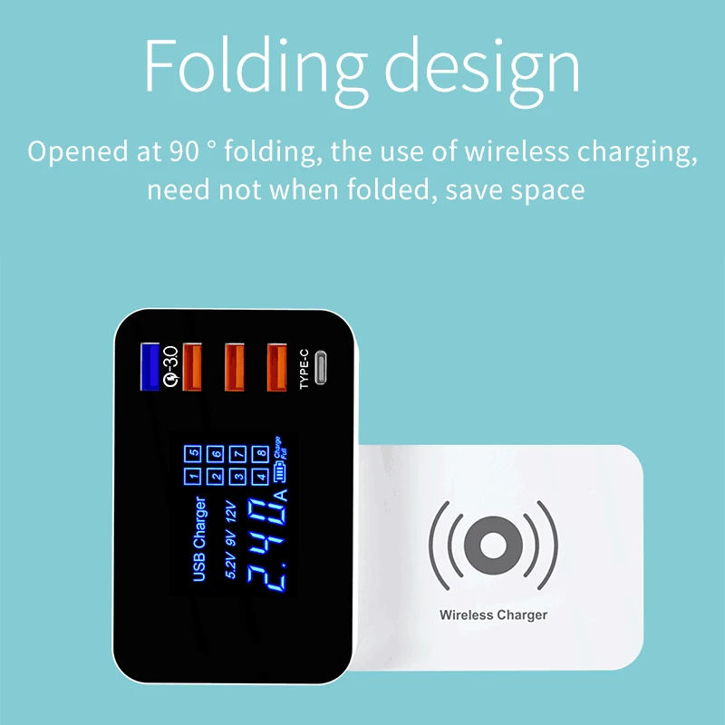 QI Беспроводное зарядное устройство Quick Charge 3 0 Smart USB Type C концентратор светодиодный
