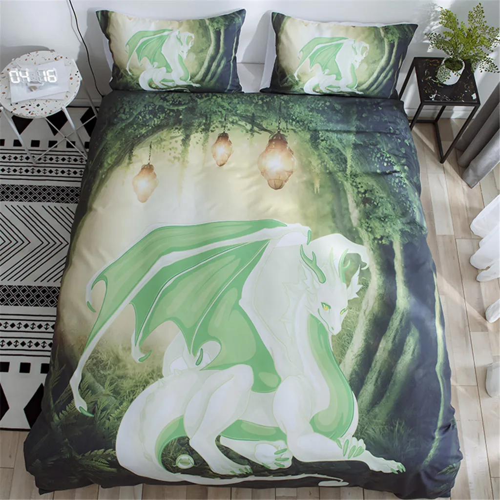 Комплект постельного белья с 3d изображением дракона на замке пододеяльник