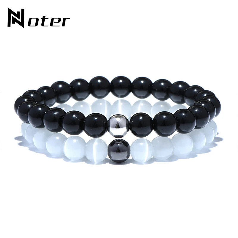 Мода 2 шт./компл. браслет для Для мужчин женщин натуральный белый опал шарма