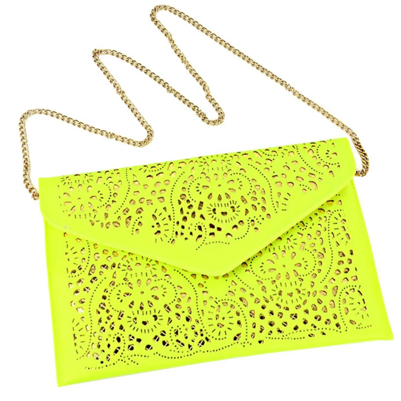 Сумка конверт из искусственной кожи цветная винтажная с отверстиями на