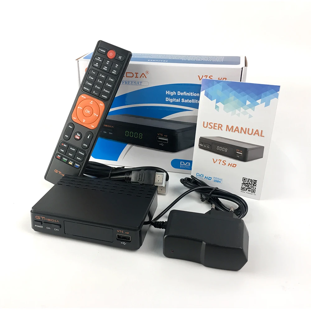 GTMedia V7S HD приемник DVB S2 FTA спутниковый ТВ с 1 год 7 Клинок + шт. USB WIFI 1080P LNB Испания