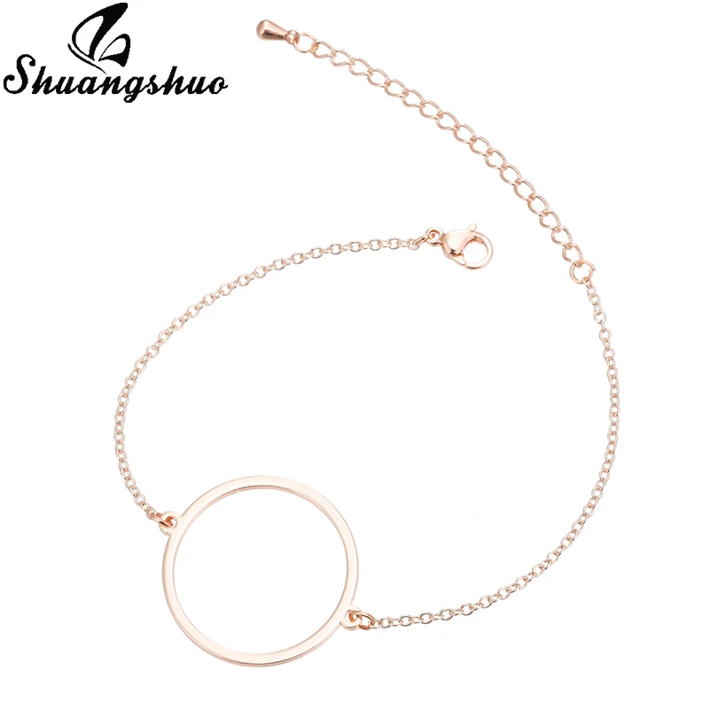 Rose Bracelet Shuangshuo, очаровательные браслеты в форме сердца для женщин, браслеты из нержавеющей стали, серебряные ювелирные изделия, двойное сердце, браслеты с подвесками, женские подарки - Окраска металла: Rose Bracelet
