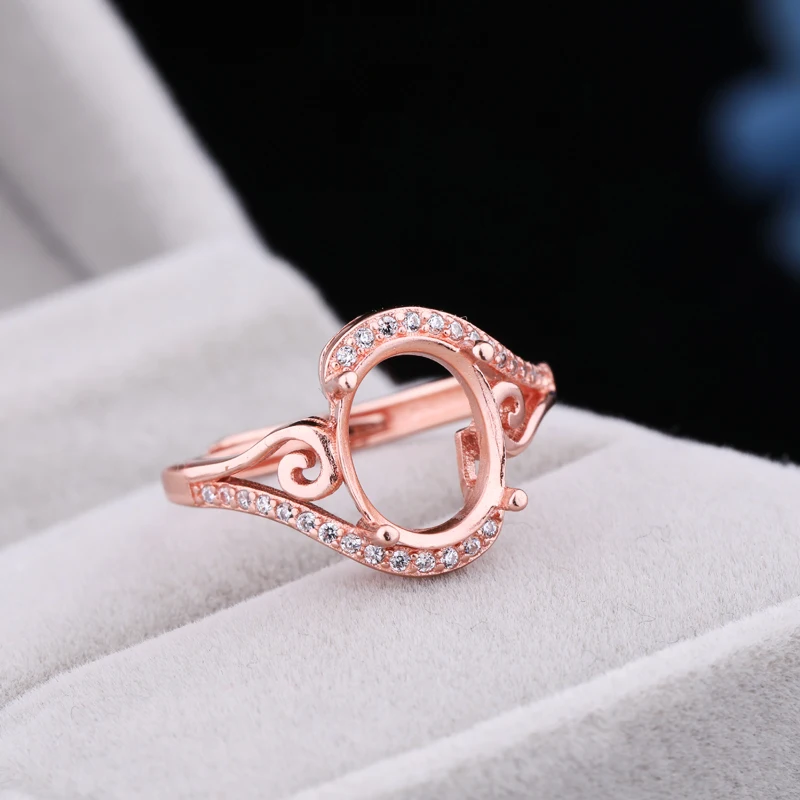 Sterling Silver 925 Women Engagement Wedding Ring 9x11mm Oval Cabochon Semi Mount Cubic Zirconia CZ Setting | Украшения и