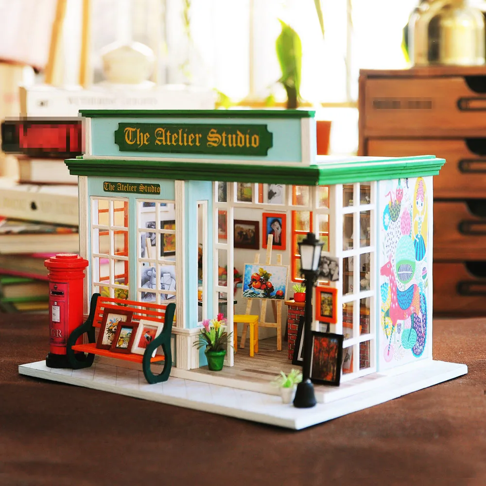 Деревянный Diy кукольный домик игрушка миниатюрная коробка головоломка кукольный домик Diy комплект для кукольного дома мебель для гостиной модель подарок игрушка для детей