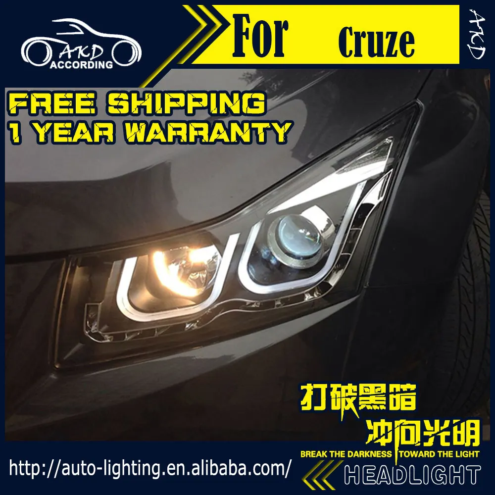 АКД Автомобиль Стайлинг фара для chevrolet cruze фары двойной U Angel Eye светодиодный фонарь DRL D2H Hid сигнал поворота биксеноновые фары