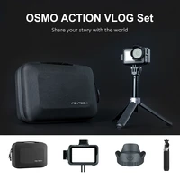 pgytech osmo action vlog set lens sun hood capcarrying casetripod selfie stick cage for dji osmo action camera accessories