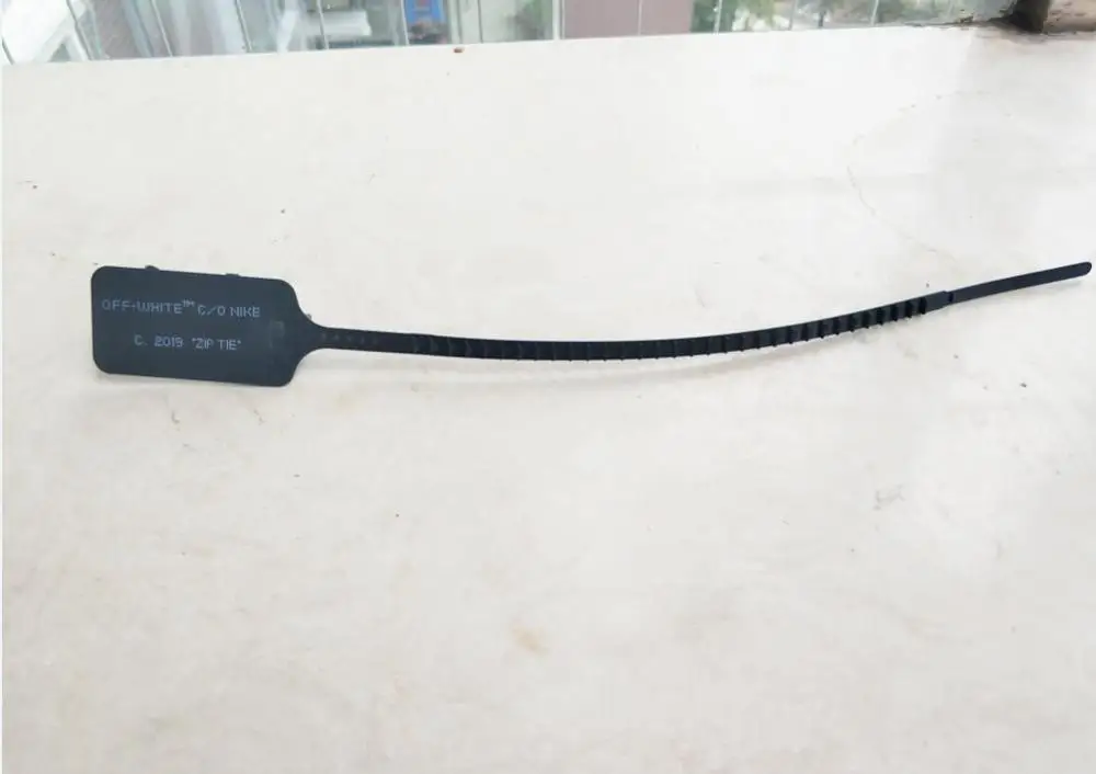 Non-Eraseable Print "Zip Tie" By Kanye West Disposable Off White Zip Tie Shoes Max Black OW Plastic Ties Seals decoration