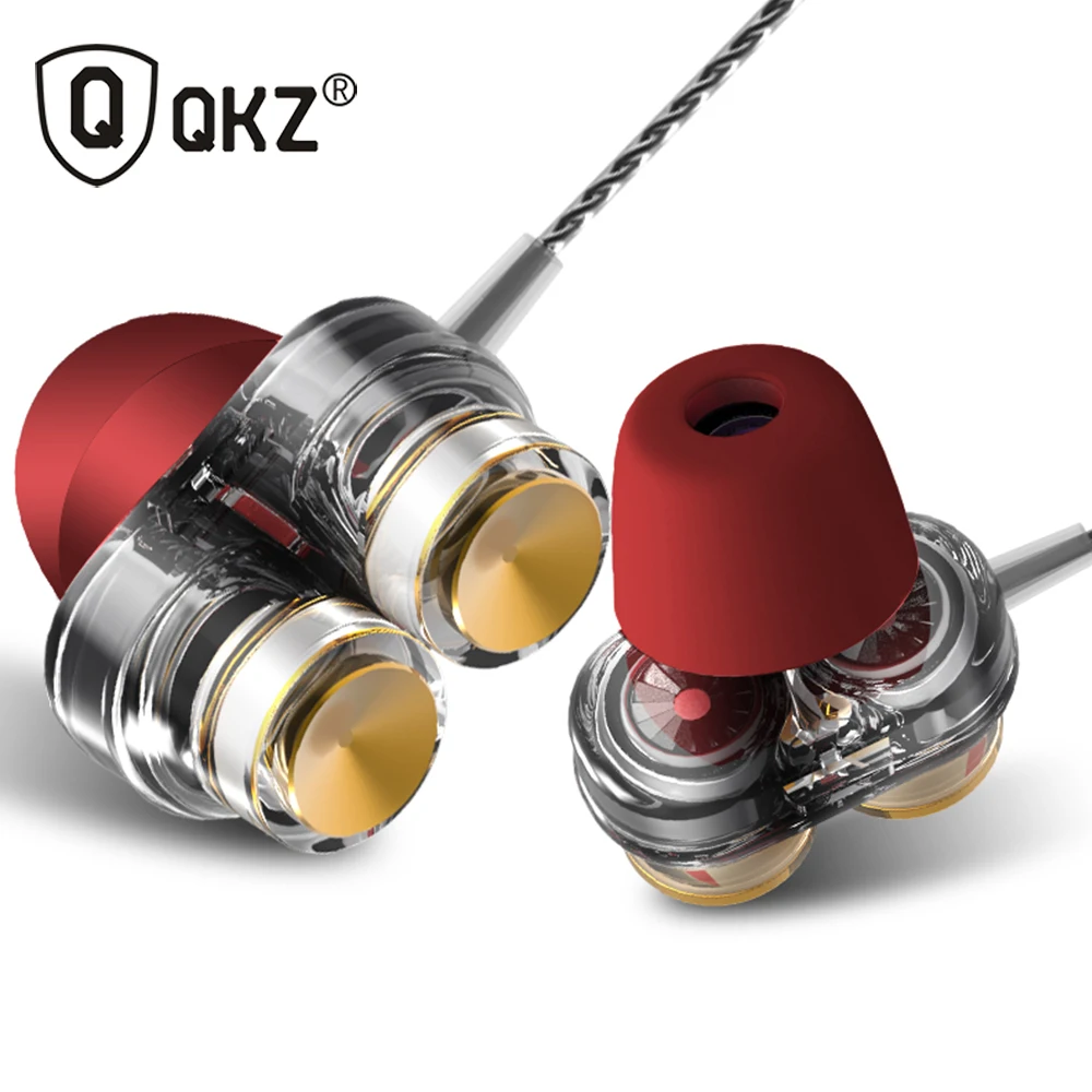QKZ KD7 двойной Динамический драйвер профессиональный в ухо наушники с 4 водителя