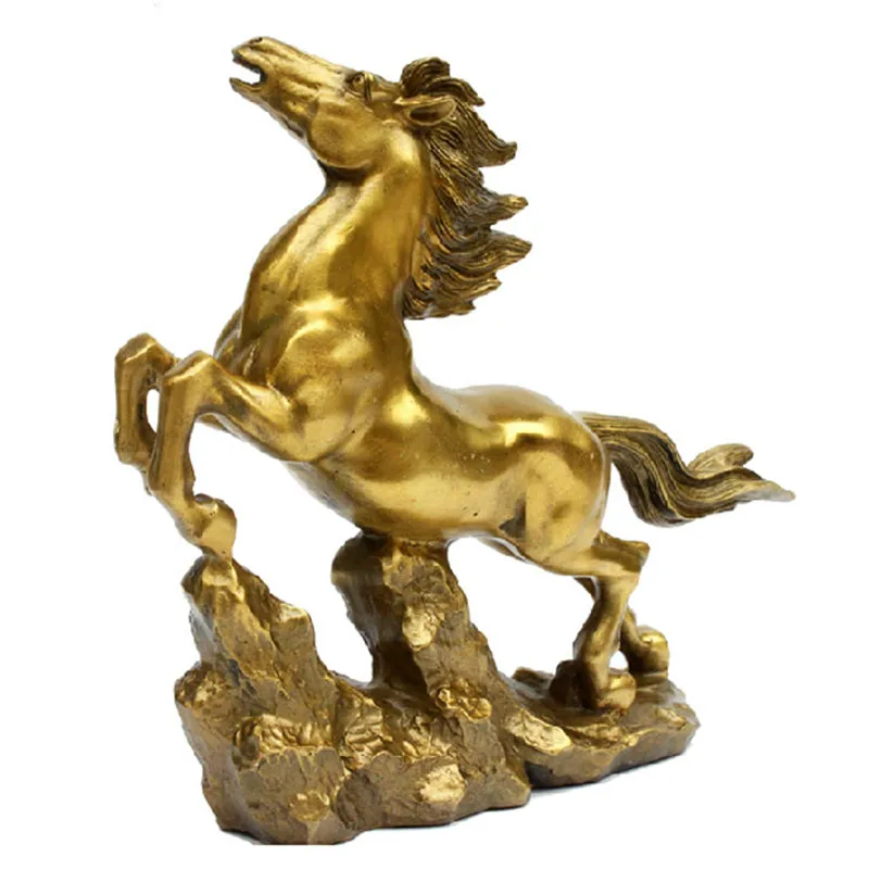 

Golden Brass Running Horse Figurine Art Sculpture Feng Shui Animals Statue Copper Art&Craft Home Interior Design L3278