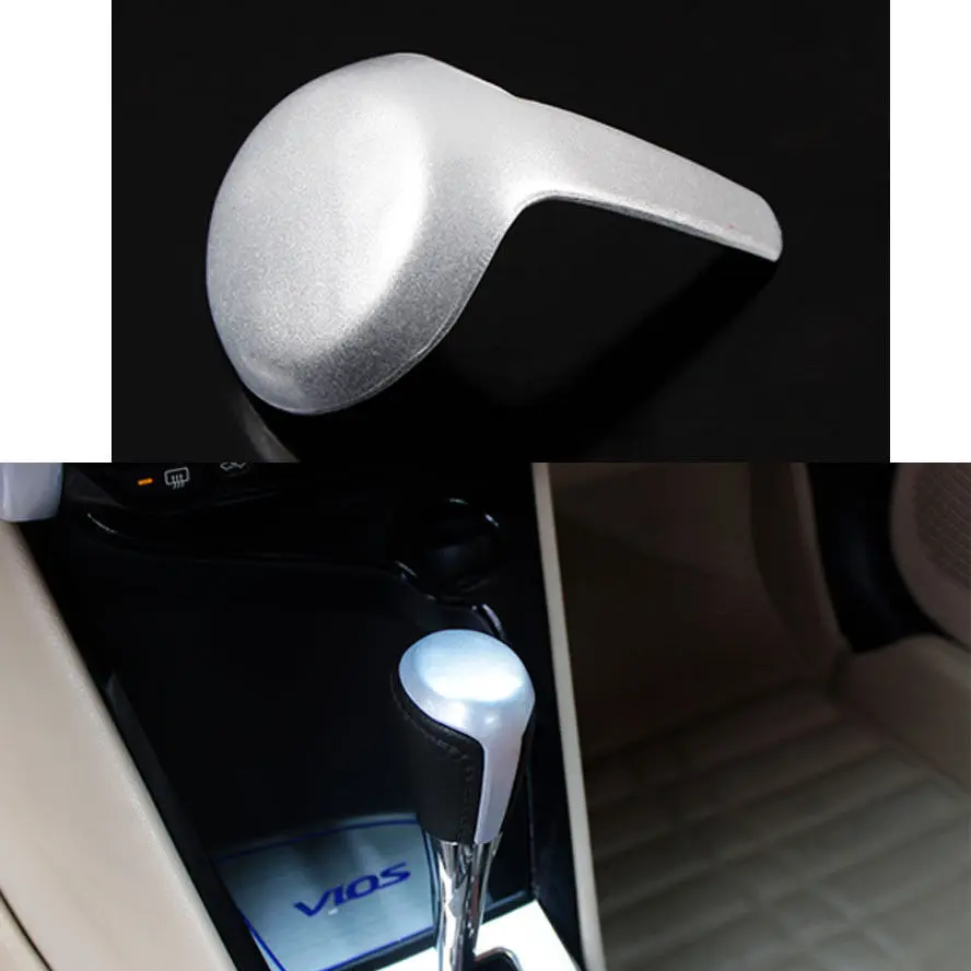 

BBQ@FUKA Car Gear Stick Shift Lever Knob Shifter Cover Trim Styling Sticker Silver Fit For Toyota Yaris 2015