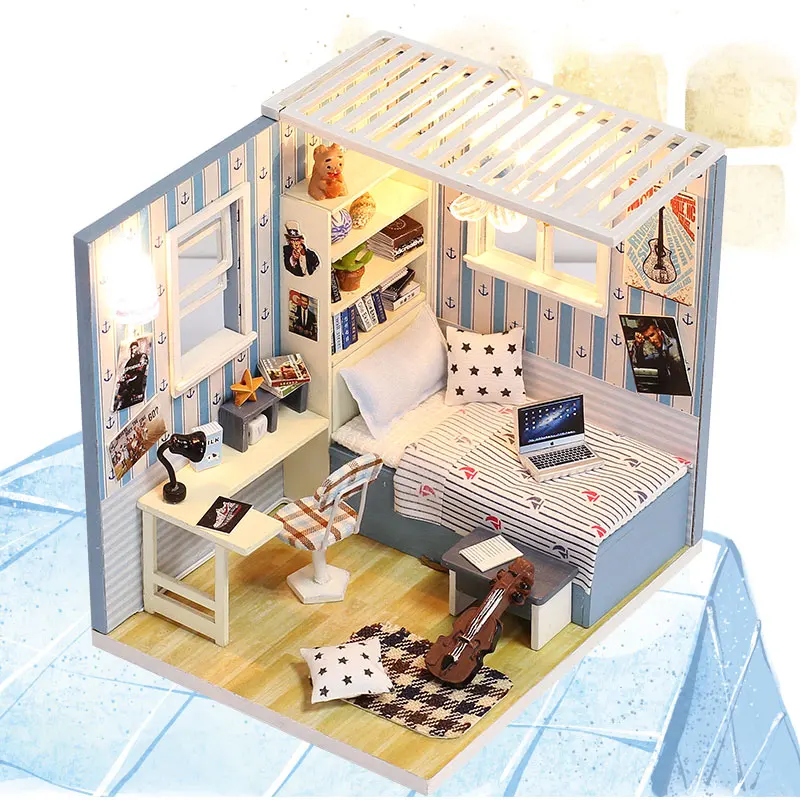 

DIY Миниатюрный Кукольный домик деревянный с мебелью Набор для дома 3D кукольные домики игрушки домик для детей подарок на день рождения