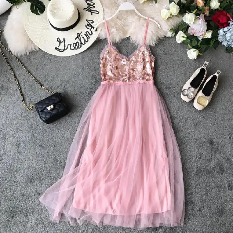 Женское сексуальное платье Vestidos летнее v образный вырез на тонких бретелях