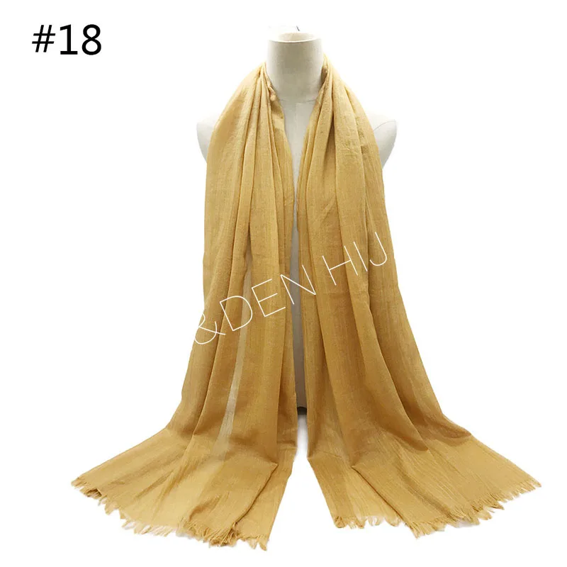 18 Премиум хлопок шарф Простой макси хиджаб женские мягкие шарфы шали головной платок фуляровый, мусульманский однотонный скромный шарф высокого качества - Цвет: 18