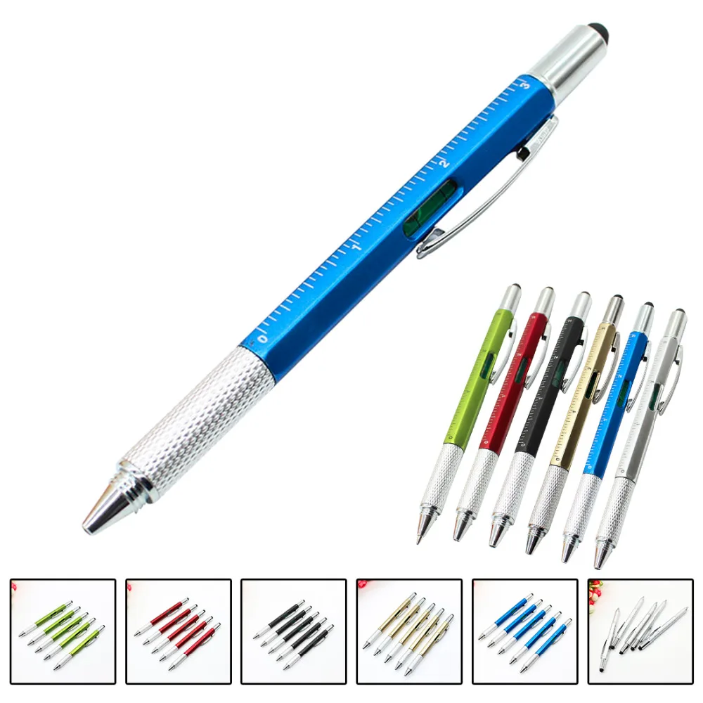 

7 in 1 multifunction ballpoint pen with Modern handheld tool designed to measure technical ruler screwdriver touch screen stylus