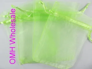 OMH оптовая продажа 7x9,10x12,10x15,11x16,15x20,17x18 см 50 шт фруктовые зеленые рождественские упаковочные сумки ювелирные изделия Вуаль Подарочная сумка BZ08-2