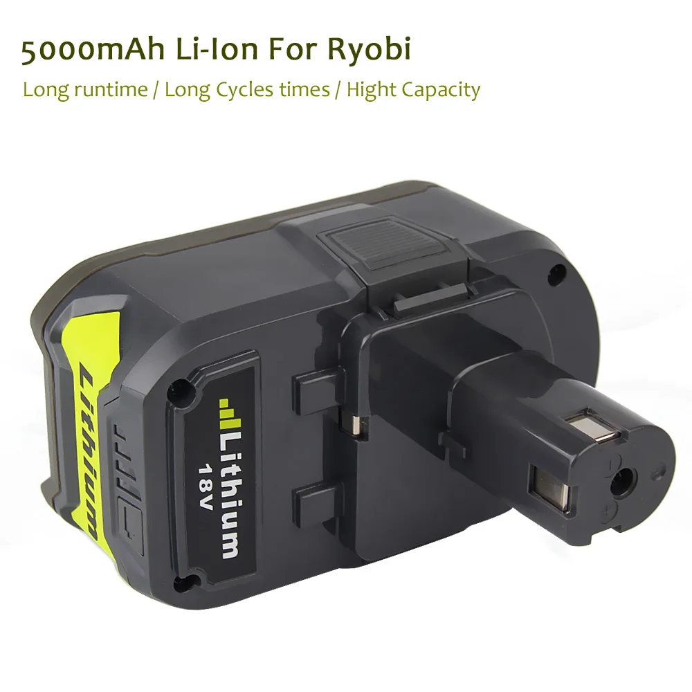 Литий-ионный аккумулятор Eleoption 18 в 5000 мА · ч 2 шт. для Ryobi P108 RB18L40 P2000 P310 ONE + BIW180 |