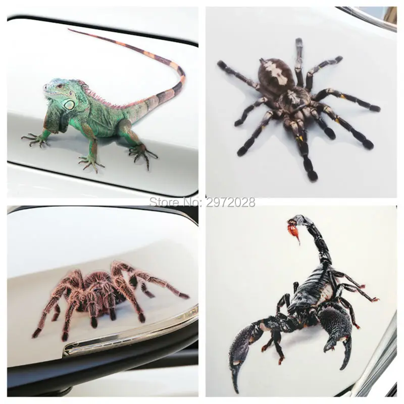 

10 x Newest Lizard Scorpion Spider Creative Decorative Auto Decal Cartoon Car Sticker Rear Mirror Decal Creative Pattern Vinyl