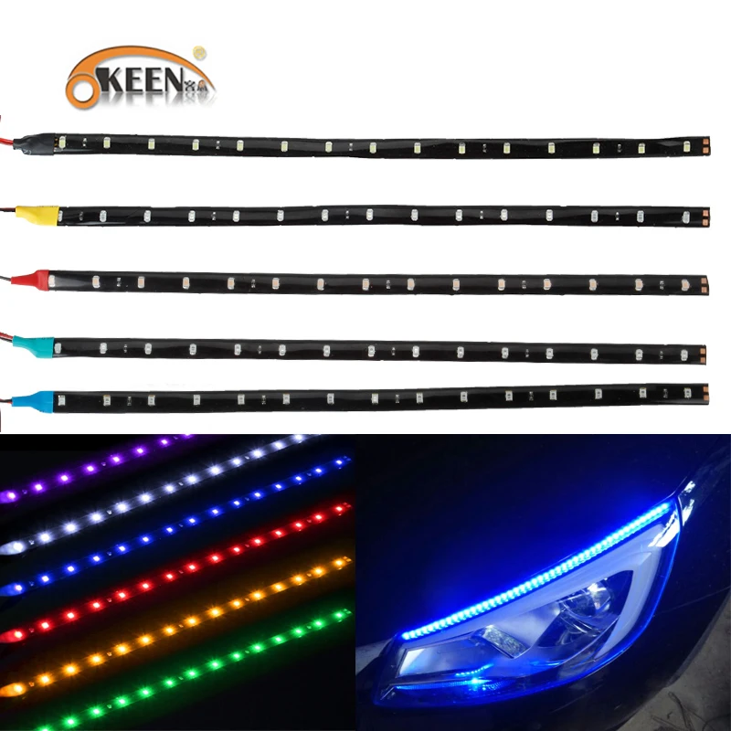 OKEEN 2 шт. Водонепроницаемый Авто декоративный 30 см 15SMD DRL гибкий Светодиодные ленты