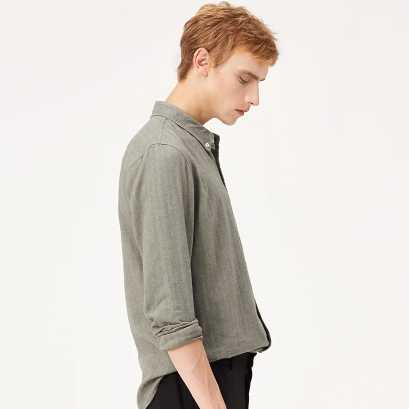 Мужская Повседневная рубашка без маркера Однотонная из 100% чистого хлопка с