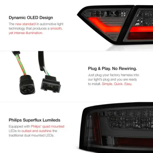 Автомобильный задний фонарь в сборе для Audi A5 задние фонари 2008-2012 DRL+ тормоз+ Парк+ сигнальная задняя лампа