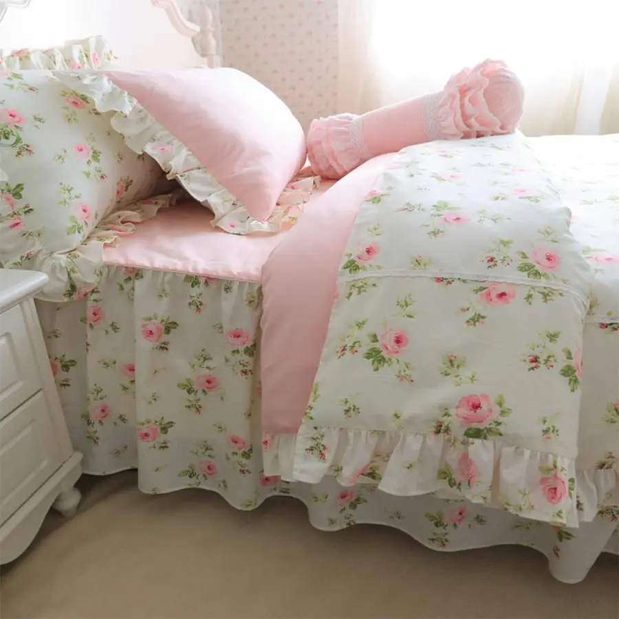style11 Элегантные комплекты постельного белья цвета хаки с кружевами, хлопковые комплекты для девочек, полностью королевские, роскошные двуспальные кровати, ткани, наволочки, пододеяльник, постельные юбки - Цвет: style11