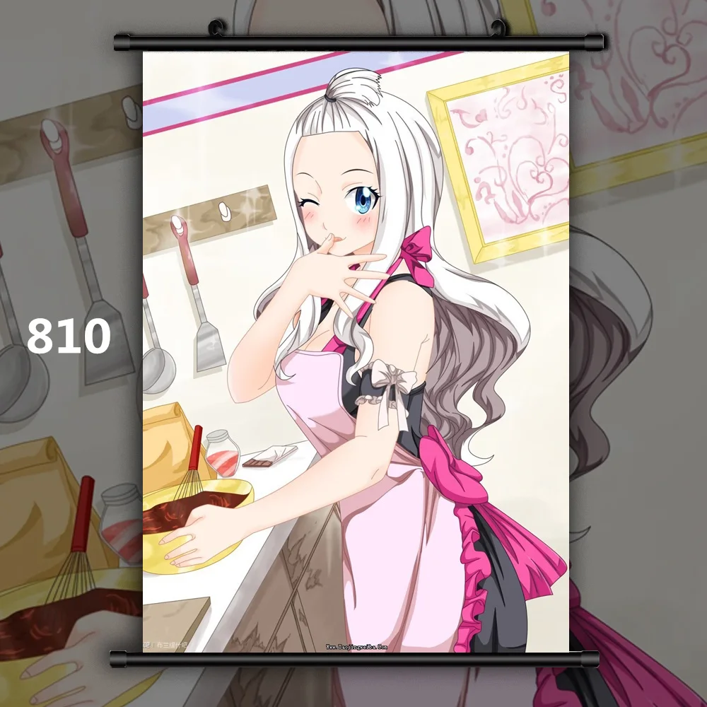 810 Сказочный хвост Mirajane Erza Lucy Juvia Аниме Манга настенный плакат свиток B - Цвет: 810