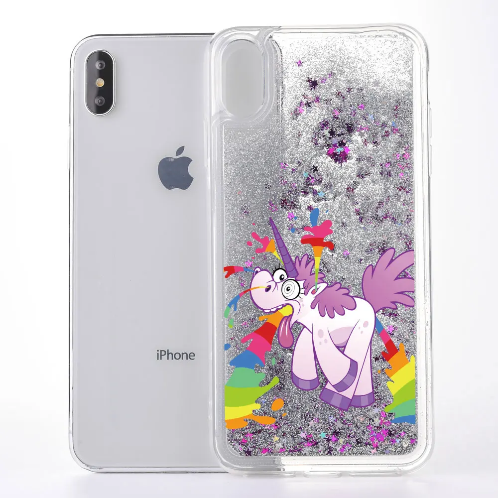 FQYANG Cute Spoof Cartoon Unicorn For HUAWEI P8LITE Dynamic Liquid Quicksand Phone Case For Samsung S4 5 6 7 8 Plus A7 A5 J7 J5