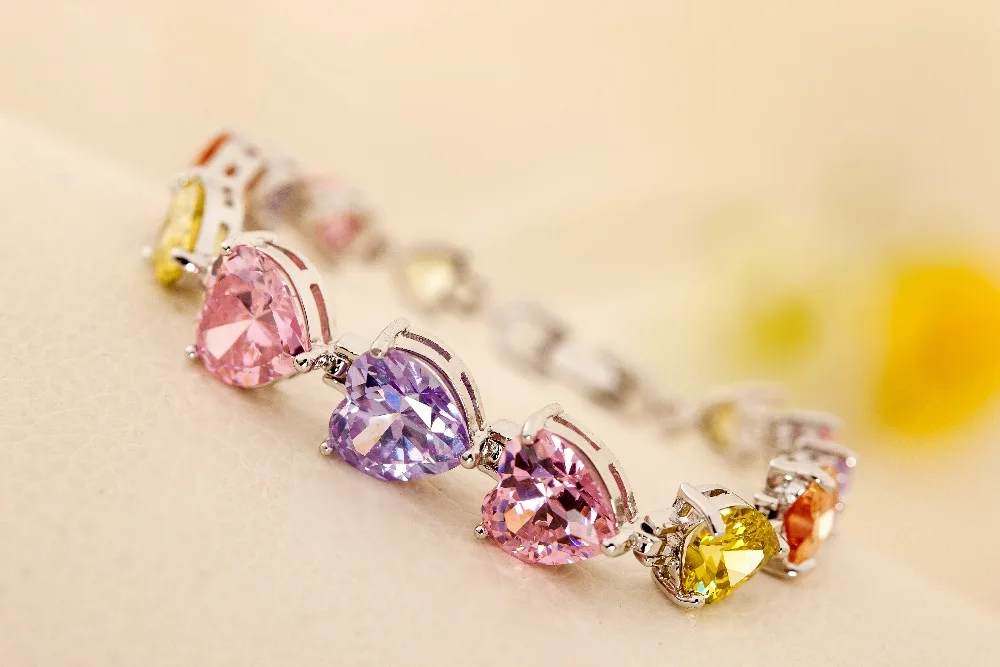 Emmaya Новое поступление браслеты в форме сердца для женщин роскошный цветной