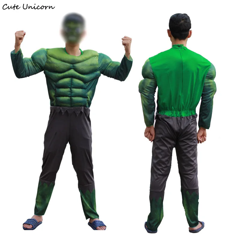 Hulk Супергерой Бэтмен Железный человек антман взрослые мышцы комбинезоны маска Мстители Супермен Человек паук Капитан комбинезоны мужские Косплей Костюм - Цвет: Hulk